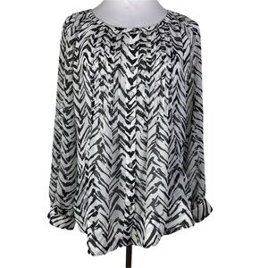 Grace Elements Chevron Striped Button Down Blouse